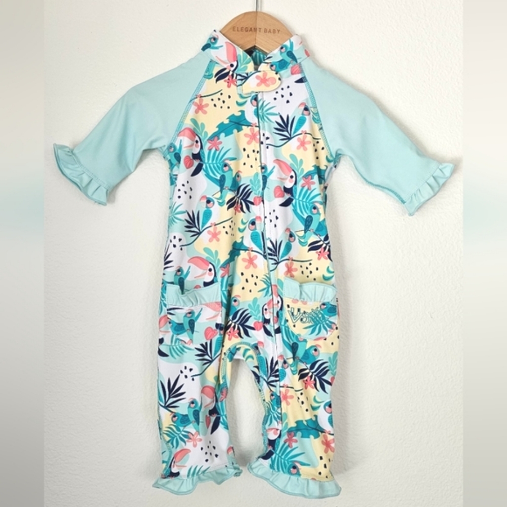 Floral Baby Romper with Ruffle Sleeves